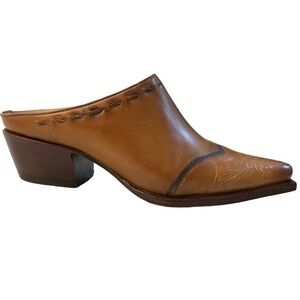 LUCCHESE Mule Clogs in Brown Handcrafted Leather Western Boho Brazil Size 6 B